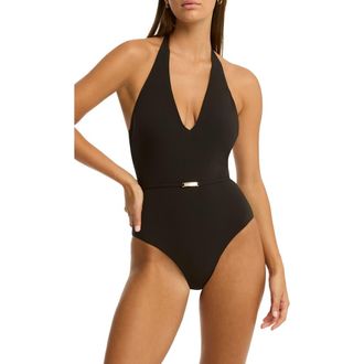 Sea Level Australia Eclipse Halter One-Piece Swimsuit in Black at Nordstrom Rack, Size 8 Us / 12 Au