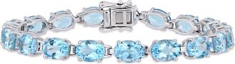 Mimi & Max 28 1/2ct TGW Oval-Cut Sky-Blue Topaz Tennis Bracelet in Sterling Silver