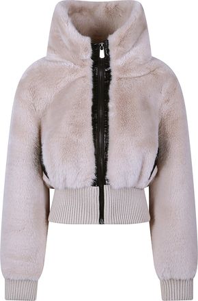 Pinko Bagels Polyester Faux Fur Bomber Jacket
