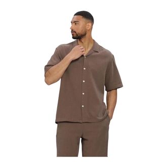 Selected Short Sleeve Shirt - Heren - Overhemden - Bruin - Maat: S