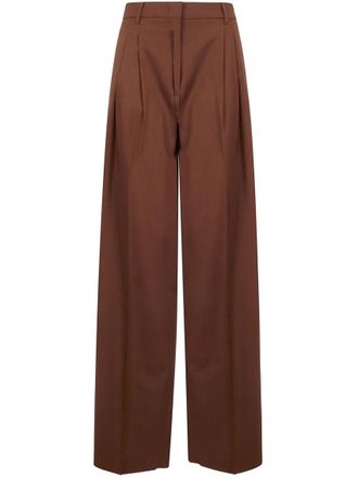 Max Mara Brown Straight Pleated Pants