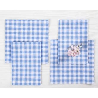 Solino Home Linen Dinner Napkins - Gingham Check, 20 x 20 in Hydrangea Blue at Nordstrom, Size Large