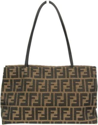 Fendi Pre-owned Tote Bags, female, Brown, Size: ONE SIZE Pre-owned Canvas Tote Bag