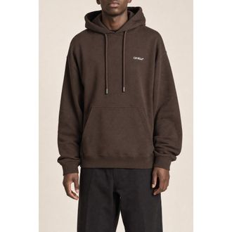 Off-white Mens Chocolate Cotton Hoodie, Size XL