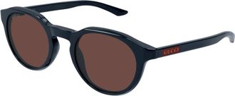 Gucci Sunglasses, male, Blue, Size: 48 MM Round Frame Sunglasses