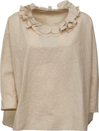 Apuntob Ruffled Round Neck Boxy Blouse