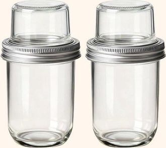 OEM Tarros De Avena Nocturna De 2 Piezas Con Tapa, Doble Capa De 100 Ml + 500 Ml, Para Yogur, Granola, Pud&iacute;n De Ch&iacute;a Y Preparaci&oacute;n De Comidas