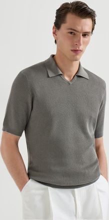 Brunello Cucinelli Cotton English rib knit polo in Khaki at Nordstrom, Size 62 It