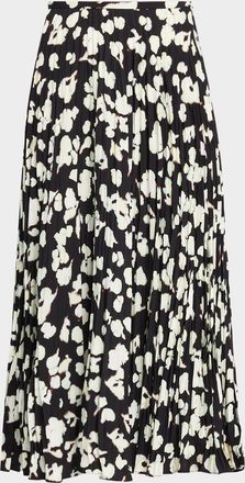 Proenza Schouler Runa Pleated Floral Midi Skirt