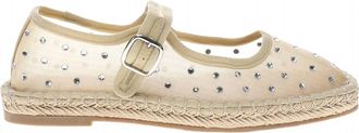 Matisse Footwear Womens Meg Rhinestone And Mesh Buckle Flat In Nude