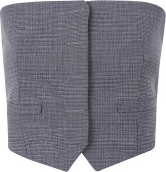 Alexander Wang Wool Cropped Top - Dames - Tops zonder mouwen - Grijs - M - Wol - Tops
