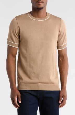 T.R. Premium Textured Short Sleeve Sweater in Mocha at Nordstrom Rack, Size Xxx-Large