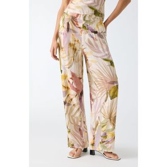 Guess Sulli Botanical Print Pants in Pmos-Brown at Nordstrom, Size X-Small X 32
