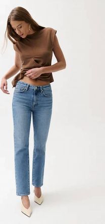 Pistola Denim Aleks High Rise Straight Long Jeans In Muse