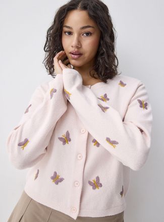 Twik Womens Spring embroidery boxy Cardigan Sweater