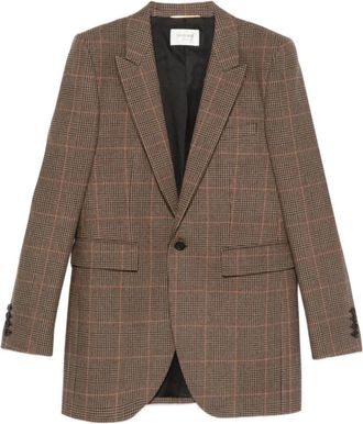 Saint Laurent Geruite Beige Jas Knoopsluiting - Dames - Blazers - Beige - M - Jassen