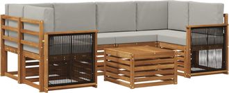 vidaXL Conjunto De Sof&aacute;s De Exterior 7 Uds. Natural Y Gris Claro Vidaxl