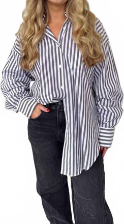 Olivaceous Striped Button Down Top In Brown White