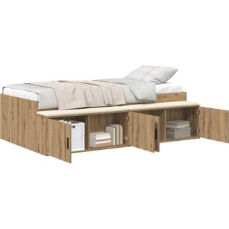 vidaXL Cama Con Almacenamiento Roble Artisan 80 X 200 Cm Vidaxl