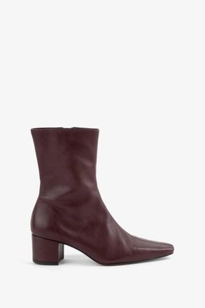 Intentionally blank Womens Leather Carlton Heeled Mid Boot In Maroon
