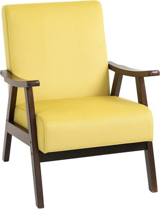 HOMCOM Velvet Armchair With Solid Wood Frame And Thick Padded - Yellow | TJ Hughes