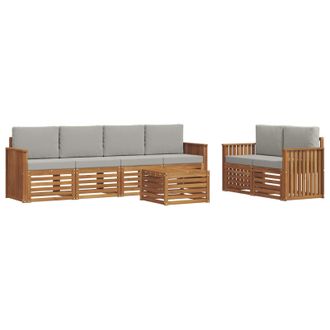vidaXL Conjunto De Sof&aacute;s De Exterior 7 Pcs Gris Natural Y Claro Vidaxl