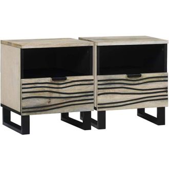 vidaXL Armadio da Notte 2 pcs Bianco e nero 40 x 33 x 46 cm - Vidaxl