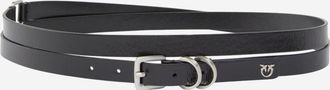 Pinko Black Logo Solid Belt