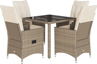 vidaXL Set Comedor De Jard&iacute;n 5 Pzas Con Cojines Rat&aacute;n Sint&eacute;tico Beige Vidaxl