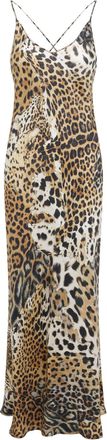 Roberto Cavalli Womens Jaguar Skin Dress - Tan Silk - Size EU 34 (Womens)