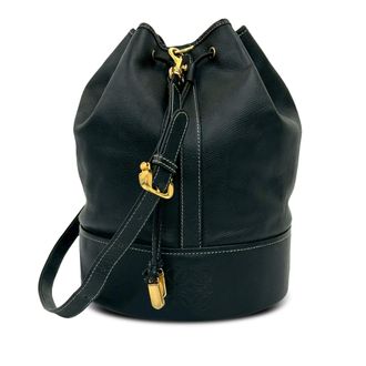 Loewe Blue Leather Black Anagram Bucket Bag