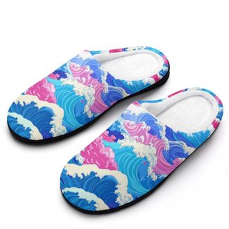 Generic Wave Japanese Womens Slippers Warm House Slippers Indoor House Shoes with Anti-Skid Rubber Sole