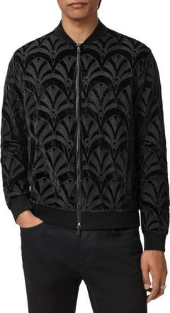 John Varvatos Norfolk Embroidered Bomber Jacket in Black at Nordstrom, Size Xx-Large
