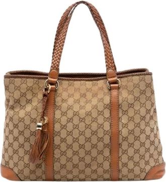 Gucci Pre-owned Tote Bags, female, Beige, Size: ONE SIZE Pre-owned Marrakech Tote Bag