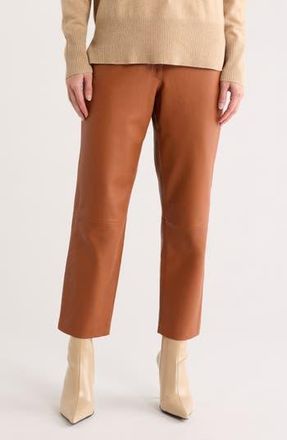 Reiss Totto Leather Pants in Tan at Nordstrom Rack, Size 2 Us / 6 Uk