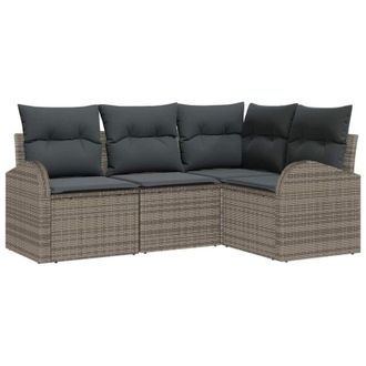 vidaXL Vidaxl - Conjunto De Sof&aacute; De Jard&iacute;n Con Coj&iacute;n 4 Pcs Gris Polirat&aacute;n