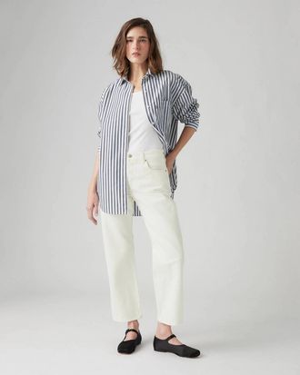 Levi's 501 Ankle Jeans Womens White Cotton Mid Rise Straight Leg JAX1817