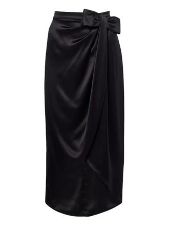 Valentino Garavani bow draped midi skirt - women - Fabric - 42 - Black