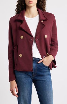 Frank & Eileen Mini Belfast Crop Knit Peacoat in Currant at Nordstrom, Size Large