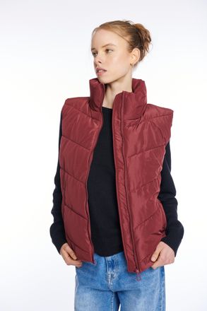Hailys Steppweste HAILYS SL P VT Lu44cy, Damen, Gr. XS, rot (bordeaux), Steppware, Obermaterial: 100% Polyester, unifarben, Po-bedeckend, Rundhals, Westen St