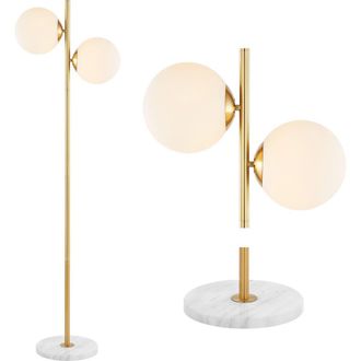 Jonathan Y Designs Oscar 60.5 2-Light Modern Parisian Candlestick Iron LED Floor Lamp, Brass Gold/White at Nordstrom