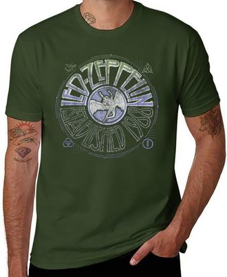 Generic Led Music Zeppelin 1968 Established T-Shirt for Men, Classic Short Sleeve Band Tee, Vintage Rock Concert Shirt, Cotton Music Merch Army Green-Style L