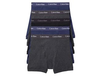Calvin Klein Underwear Cotton Classics 5 pack Boxer Brief Mens Underwear Black/Charcoal Heather/Blue Shadow : L (36-38)