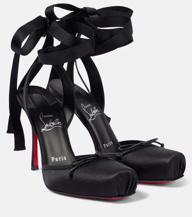 Cassia Lace Up 100 satin cr&ecirc;pe pumps