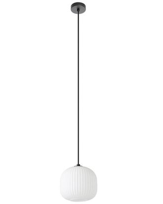 Eglo Eglo Mantunalle 1 Light Pendant With Black Finish & White Glass Shade