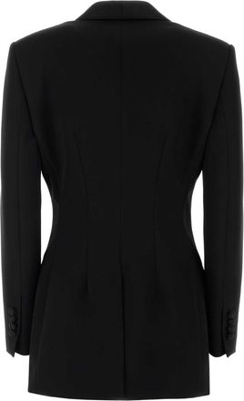 Dolce & Gabbana Womens Stretch Wool Blend Blazer Black Virgin Silk Blazers