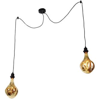 QAZQA Pendant Light Black 2-Light Incl. led Mirror Gold Dimmable - Cava