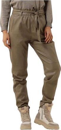 Minus Jayda Pu Pant Beige Damesbroek - Dames - Slim Fit Broeken - Beige - 2XL - Broeken