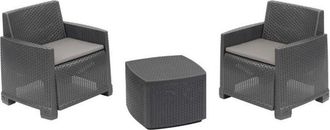 Trade Shop Trade Shop - Copy Of Set Salotto Como Effetto Rattan Intrecciato Con Divano Poltrone Tavolino Contenitore - Antracitas