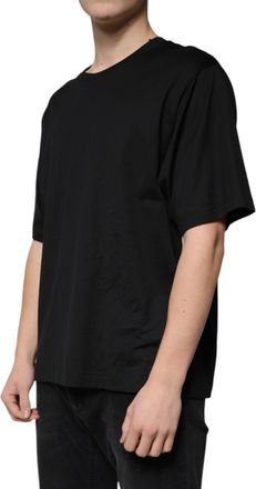 Dolce & Gabbana Black Cotton Crew Neck Short Sleeves Mens T-shirt